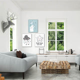 Maxbell 3 Panel Cute Clouds Star Rabbit Canvas Painting Wall Art for Home Decor