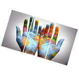 Maxbell 3 Panel World Map on A Pair of Hands Canvas Painting Wall Art for Home Decor