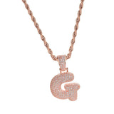 Maxbell 18K 26-letter "G" Pendant With Mini Zircon Stone Necklace Hip-hop Rose Gold
