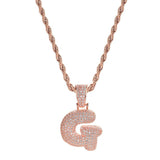 Maxbell 18K 26-letter "G" Pendant With Mini Zircon Stone Necklace Hip-hop Rose Gold