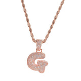Maxbell 18K 26-letter "G" Pendant With Mini Zircon Stone Necklace Hip-hop Rose Gold