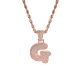 Maxbell 18K 26-letter "G" Pendant With Mini Zircon Stone Necklace Hip-hop Rose Gold