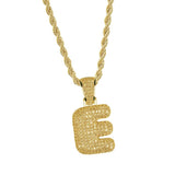 Maxbell 18k Hip Hop Letter E Micro Zircon Pendant Twist Chain Necklace Gold