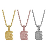 Maxbell 18k Hip Hop Letter E Micro Zircon Pendant Twist Chain Necklace Gold