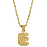 Maxbell 18k Hip Hop Letter E Micro Zircon Pendant Twist Chain Necklace Gold