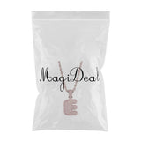 Maxbell 18k Hip Hop Letter E Micro Zircon Pendant Twist Chain Necklace Rose Gold