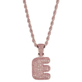 Maxbell 18k Hip Hop Letter E Micro Zircon Pendant Twist Chain Necklace Rose Gold