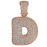 Maxbell 18k Hip Hop 26-letter D Zircon Copper Pendant Twist Chain Necklace Rose Gold