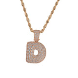Maxbell 18k Hip Hop 26-letter D Zircon Copper Pendant Twist Chain Necklace Rose Gold