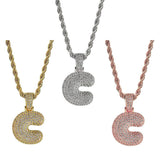 Maxbell 18k Golden Hip Hop Micro Zircon Letter C Pendant Rope Necklace Gold