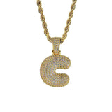 Maxbell 18k Golden Hip Hop Micro Zircon Letter C Pendant Rope Necklace Gold