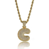 Maxbell 18k Golden Hip Hop Micro Zircon Letter C Pendant Rope Necklace Gold