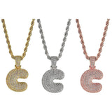 Maxbell 18k Golden Hip Hop Micro Zircon Letter C Pendant Rope Necklace Gold