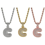 Maxbell 18k Golden Hip Hop Micro Zircon Letter C Pendant Rope Necklace Gold