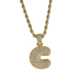 Maxbell 18k Golden Hip Hop Micro Zircon Letter C Pendant Rope Necklace Gold