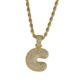 Maxbell 18k Golden Hip Hop Micro Zircon Letter C Pendant Rope Necklace Gold