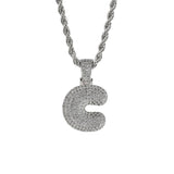 Maxbell 18k Golden Hip Hop Micro Zircon Letter C Pendant Rope Necklace Platinum
