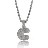 Maxbell 18k Golden Hip Hop Micro Zircon Letter C Pendant Rope Necklace Platinum