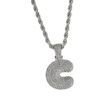 Maxbell 18k Golden Hip Hop Micro Zircon Letter C Pendant Rope Necklace Platinum