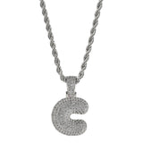 Maxbell 18k Golden Hip Hop Micro Zircon Letter C Pendant Rope Necklace Platinum