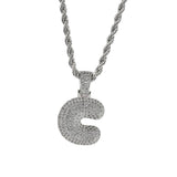 Maxbell 18k Golden Hip Hop Micro Zircon Letter C Pendant Rope Necklace Platinum