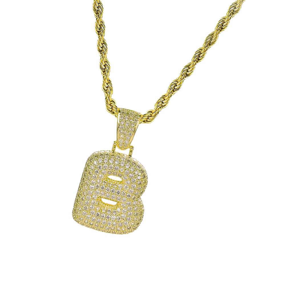 Maxbell Fancy Letter B Pendant Copper Miniature Pendant Hip-hop Pendant  Gold