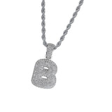 Maxbell Fancy Letter B Pendant Copper Miniature Pendant Hip-hop Pendant  White Gold