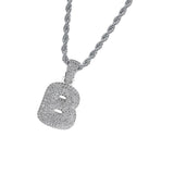 Maxbell Fancy Letter B Pendant Copper Miniature Pendant Hip-hop Pendant  White Gold