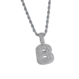 Maxbell Fancy Letter B Pendant Copper Miniature Pendant Hip-hop Pendant  White Gold