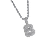 Maxbell Fancy Letter B Pendant Copper Miniature Pendant Hip-hop Pendant  White Gold