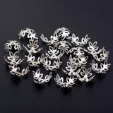 Maxbell 100 Pieces Filigree Leaf Boho Bead Caps DIY Jewelry Finding Craft Silver