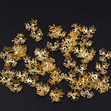 Maxbell 100 Pieces Filigree Leaf Boho Bead Caps DIY Jewelry Finding Craft Gold