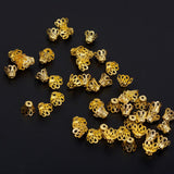 Maxbell 100 Pieces Filigree Flower Cup Shape Bead Caps DIY Jewelry Making Gold