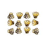 Maxbell 100 Pieces Filigree Flower Cup Shape Bead Caps DIY Jewelry Making Gold