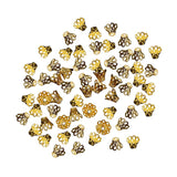 Maxbell 100 Pieces Filigree Flower Cup Shape Bead Caps DIY Jewelry Making Gold