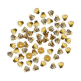 Maxbell 100 Pieces Filigree Flower Cup Shape Bead Caps DIY Jewelry Making Gold