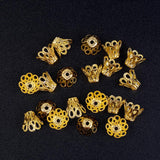 Maxbell 100 Pieces Filigree Flower Cup Shape Bead Caps DIY Jewelry Making Gold