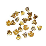 Maxbell 100 Pieces Filigree Flower Cup Shape Bead Caps DIY Jewelry Making Gold