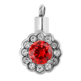 Maxbell Rhinestone Paved Heart Cremation Jewelry Urn Locket Pendant Ash Memorial Dark Red