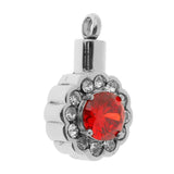 Maxbell Rhinestone Paved Heart Cremation Jewelry Urn Locket Pendant Ash Memorial Dark Red