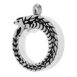 Maxbell Round Stainless Steel Circled Snake Carving Urn Pendant Memorial Ashes