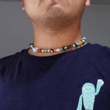 Maxbell Ethnic Style Colorful Geometrical Millefiori Flower Bead Glass Opal Necklace