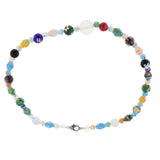 Maxbell Ethnic Style Colorful Geometrical Millefiori Flower Bead Glass Opal Necklace