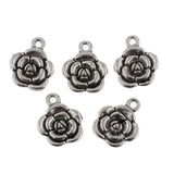 Maxbell 50 Pieces Rose Flower DIY Pendant Alloy Spacer Bead Charm Jewelry 16x13mm