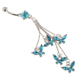 Maxbell 14G Crystal Tassels Butterflies Belly Button Rings Navel Body Jewelry