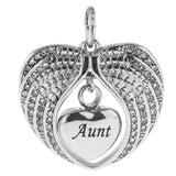 Maxbell Angel Wing Memorial Keepsake Ashes Urn Openable Pendant Necklace aunt