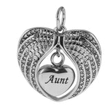Maxbell Angel Wing Memorial Keepsake Ashes Urn Openable Pendant Necklace aunt