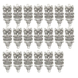 Maxbell 20 Pieces Pendant Necklace Engraved Retro Owl Shape Necklace Original Animal Jewelry