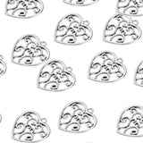 Maxbell 20 Pieces Antique Filigree Hollow Heart Charms DIY Crafts Antique Silver