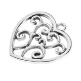 Maxbell 20 Pieces Antique Filigree Hollow Heart Charms DIY Crafts Antique Silver